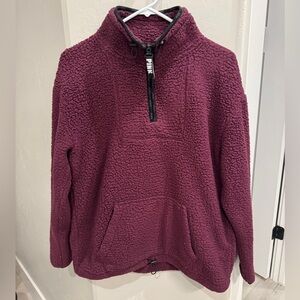 Deep Purple PINK Sherpa Quarter-Zip Pullover